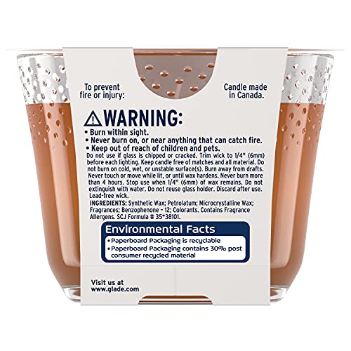 Glade Candle Cashmere Woods, Fragrance Candle Infused with Essential Oils, Air Freshener Candle, 3-Wick Candle, 6.8 Oz