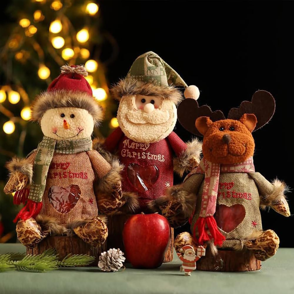 Yummst 2025 New Christmas Gift Bags Zipper Design, Christmas Doll Gift Bags, Can Hold 500g Apples, Large Fabric Gifts Bags, Reusable Christma Bag for Presents Candy Fruit and Festival (6PCS)