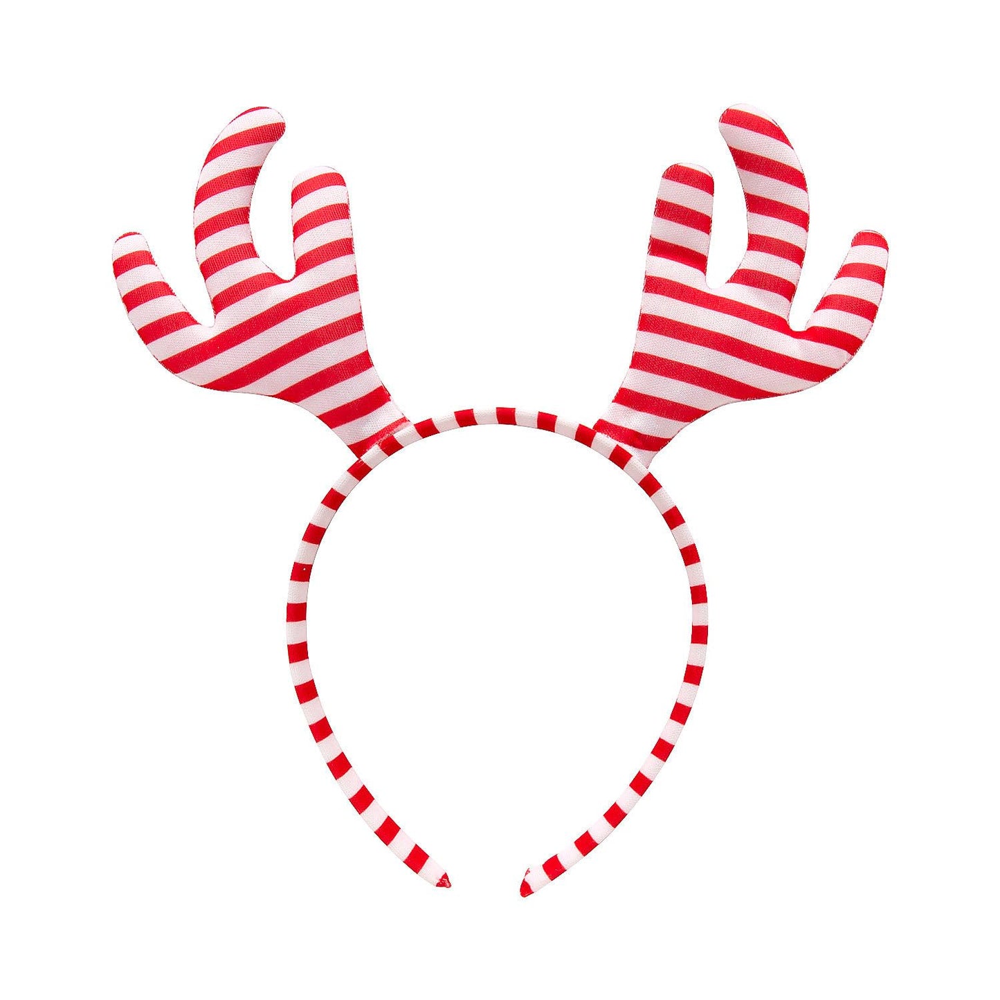 Fun Express 7 3/4" Candy Cane Stripe Stuffed Reindeer Antlers Headbands - 6 Pieces