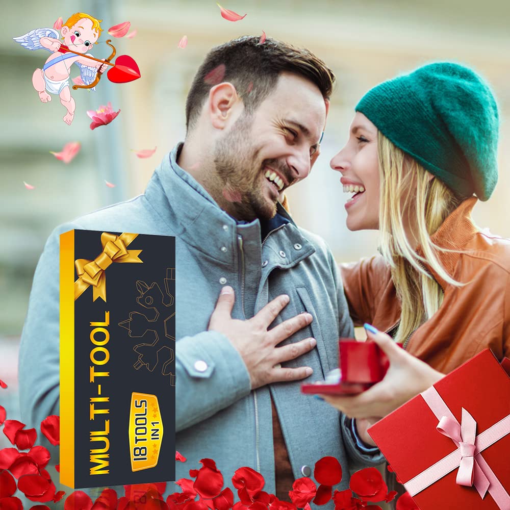 Stocking Stuffers for Men - Snowflake 18 in 1 Multitool Christmas Gifts, 2 Pack Multi Tools for Dad from Daughter Son, Gifts for Father Husband Him