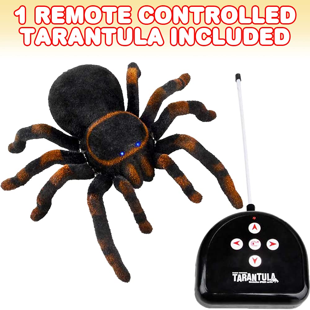 ArtCreativity Remote Control Spider, Includes 1 Tarantula & 1 Controller, Spooky RC Spider Prank Toy with 8 Individually Moving Legs, Furry Texture, and Light Up Eyes, Great Halloween Toy for Kids