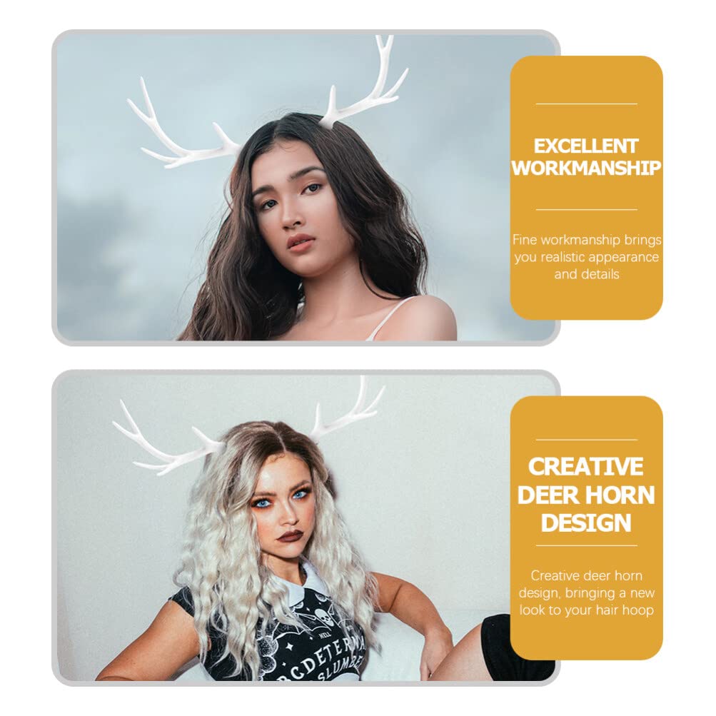PRETYZOOM 4pcs Christmas Reindeer Antler White Deer Antler for Craft Faux Animal Horn for Headband Hair Pins Making Christmas Handcraft Accessory