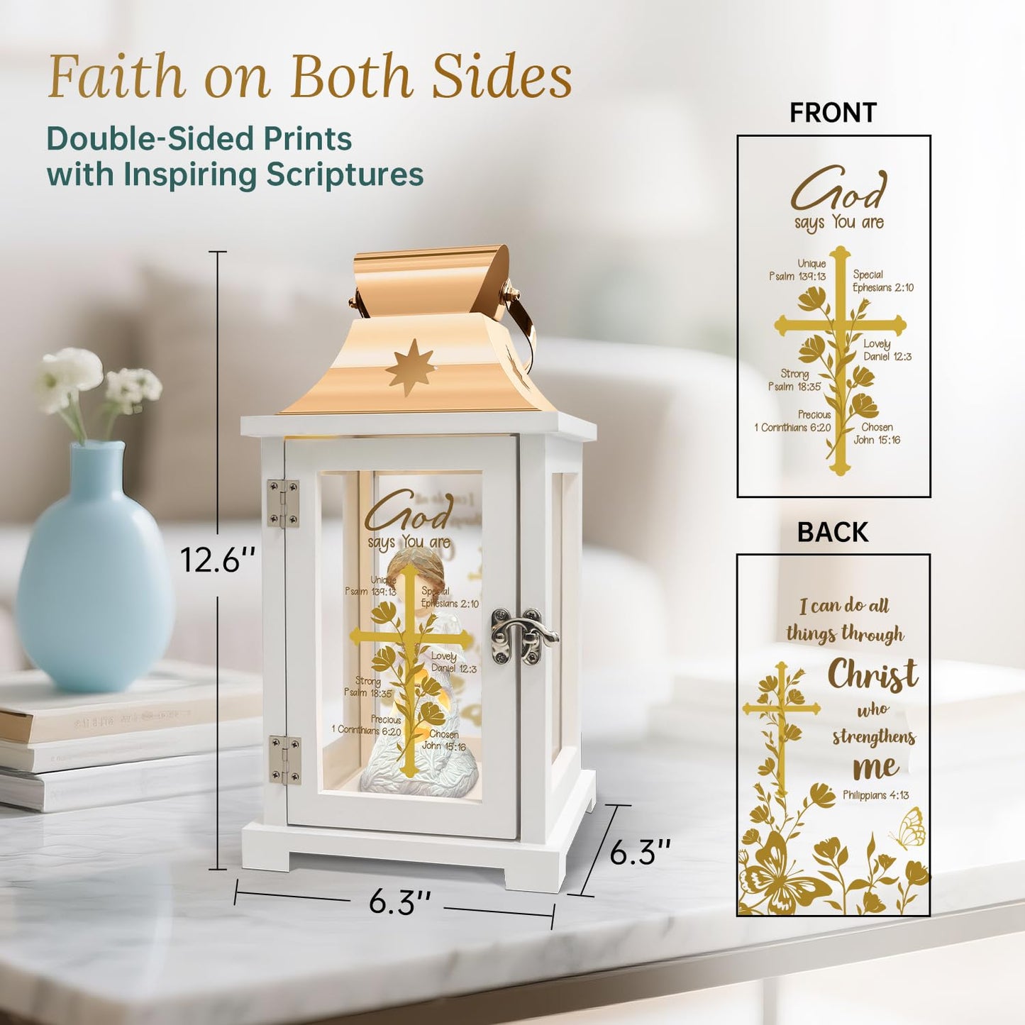 Christian Gifts for Women Birthday, Inspirational Gifts for Friends, Religious Spiritual Gifts for Her Mom Girl Female Coworker Sister Christian Home Decorative Signs, Praying Angel Figurine Lantern