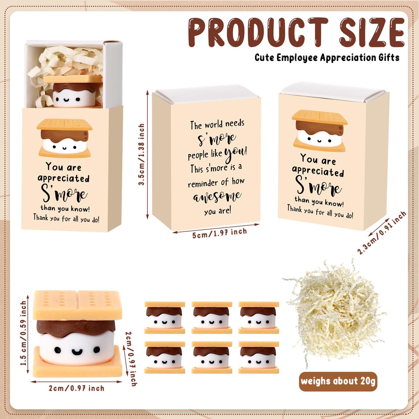 Wettarn 24 Sets S'more Appreciation Gifts Bulk Marshmallow with Box Party Favors Thank You Gift Rewards for Students Teacher Employee Nurse Coworkers Staff Team