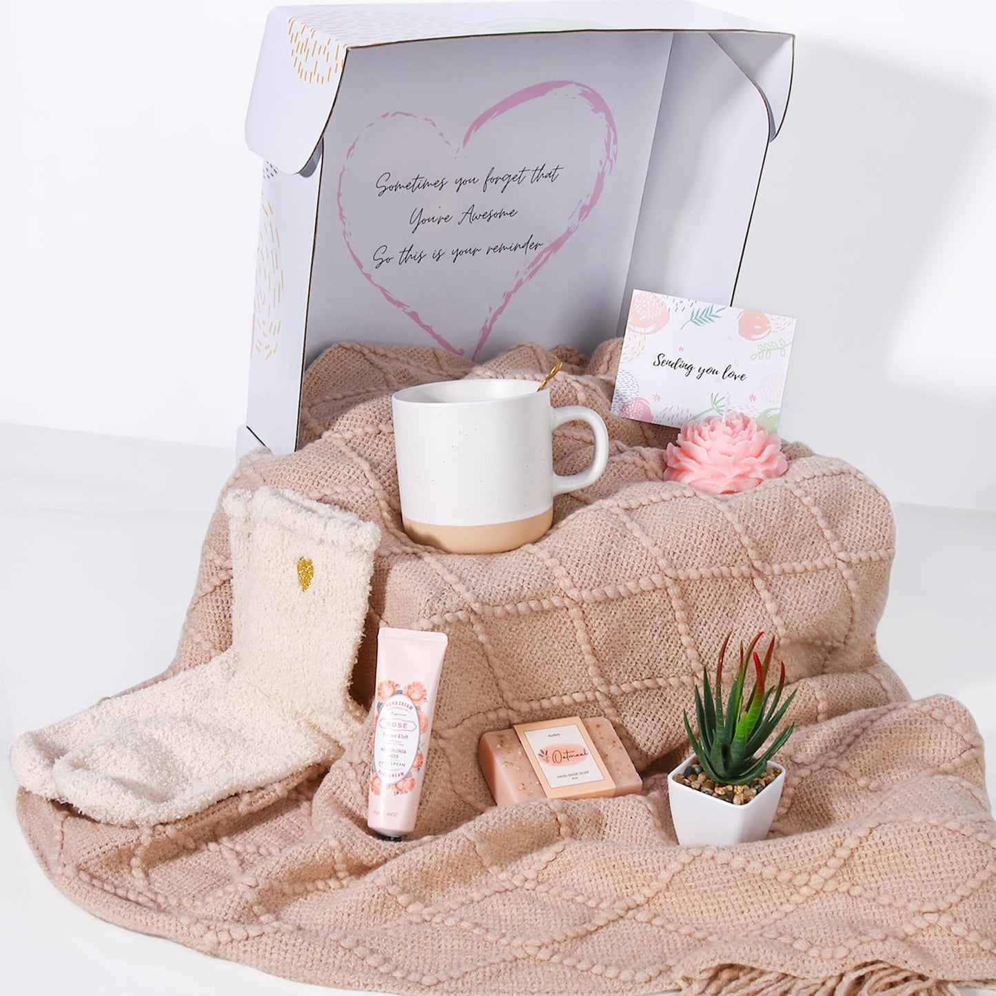 APRBOX Self Care Gifts for Women Get Well Soon Gifts Basket Christmas Gifts Birthday Gifts for Women Care Package Spa Gifts Relaxation Gifts with Blanket Gifts for Mom Her Sister Friend Sympathy Gifts