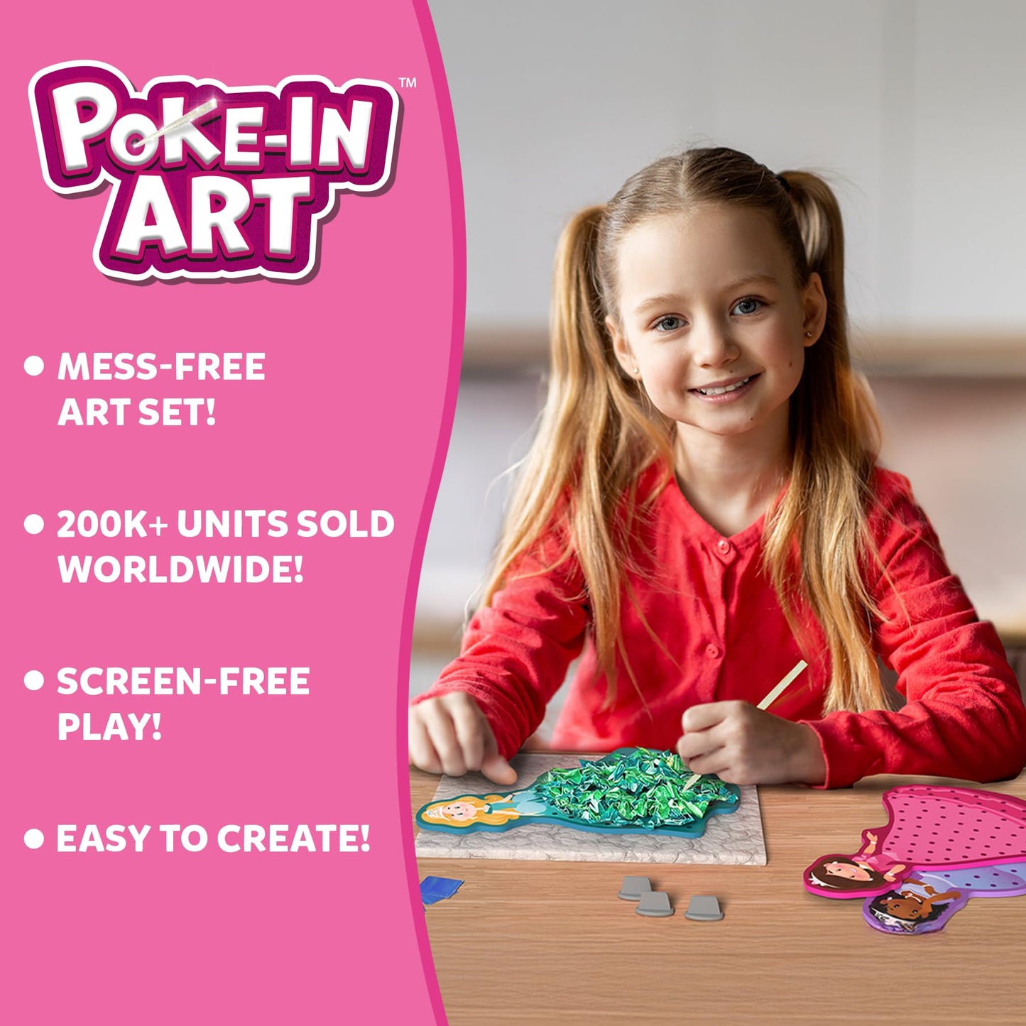 Skillmatics Poke-in Art - Magical Princesses, Mess-Free Fun for Kids, DIY Wood Craft Kits, Creative Activity, Gifts for Girls & Boys Ages 4, 5, 6, 7, 8, 9