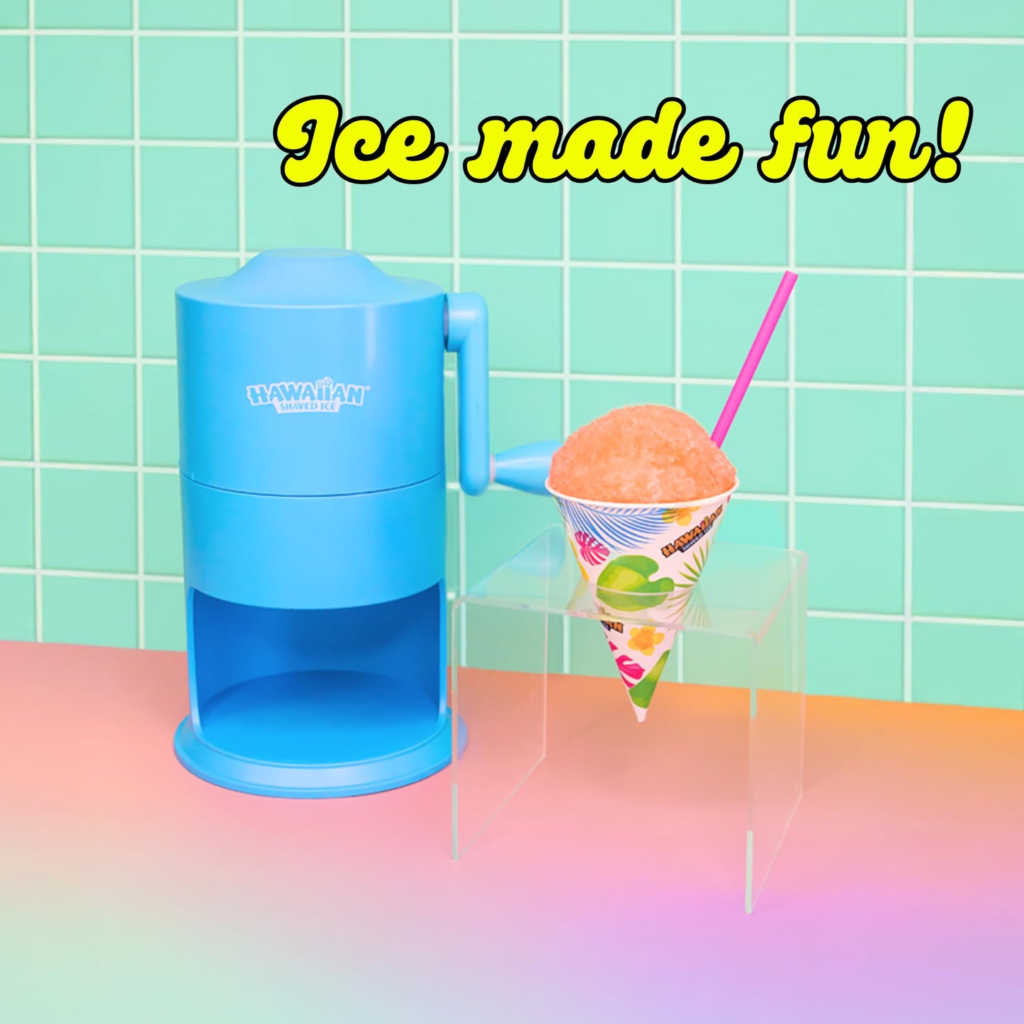 Hawaiian Shaved Ice Syrup 6 Flavor Assortment bundled with Hawaiian Shaved Ice Mini Snow Cone Machine