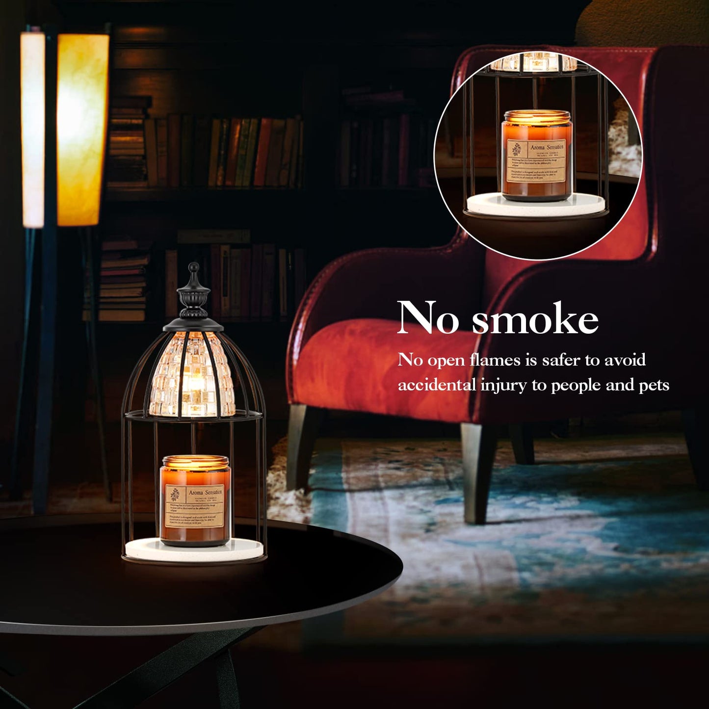 Swokazoe Candle Warmer Lamp for Top-Down Candle Melting, Vintage Aromatherapy Wax Melting lamp,Night Lamp (Black)