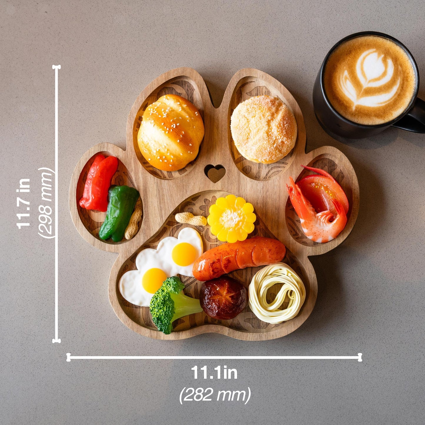 Paw Shaped Charcuterie Board, Acacia Wood Dog Cutting Board 11.8 x 11 Inch Paw Printing Serving Tray Chesse Boards Party Supplies for Christmas Housewarming Birthdays