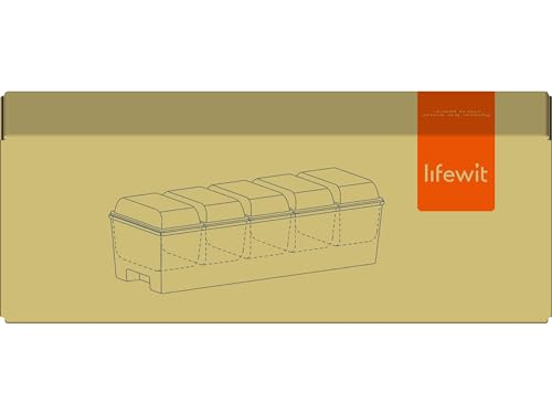 Lifewit Ice Chilled Condiment Caddy with 5x 20oz(2.5 cup) Containers, 15.3" Condiment Server with Separate Lids, Serving Tray Platter with Removable Dishes for Bar, Fruit, Salad, Taco, Party Garnish