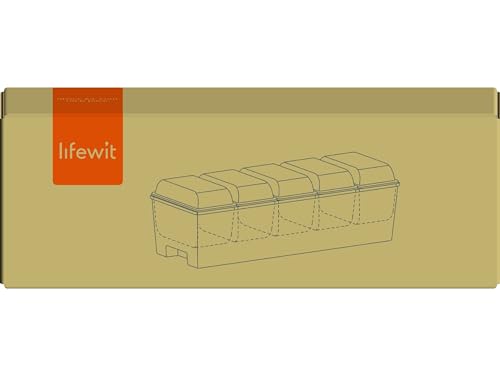 Lifewit Ice Chilled Condiment Caddy with 5x 20oz(2.5 cup) Containers, 15.3" Condiment Server with Separate Lids, Serving Tray Platter with Removable Dishes for Bar, Fruit, Salad, Taco, Party Garnish