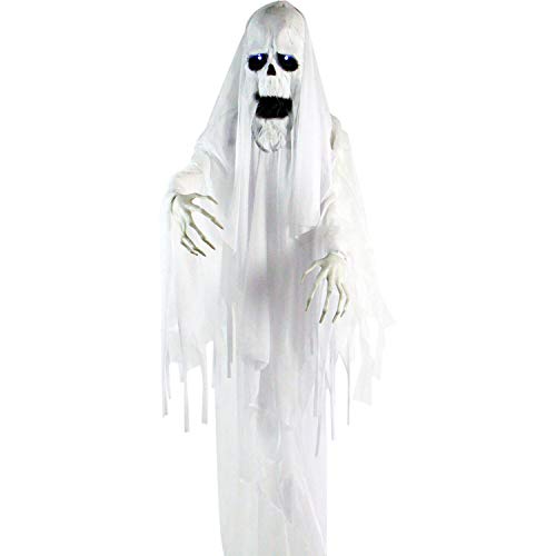 Haunted Hill Farm Life-Size Scary Talking Ghost Animatronic with Touch Activated Lights and Sound, Battery Operated Indoor or Covered Outdoor Decoration, Creepy Halloween Prop