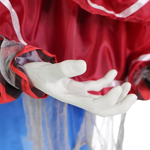 Haunted Hill Farm Animatronic Twisting, Talking Clown Greeter with Folding Door Hook for Scary Hanging Halloween Decoration