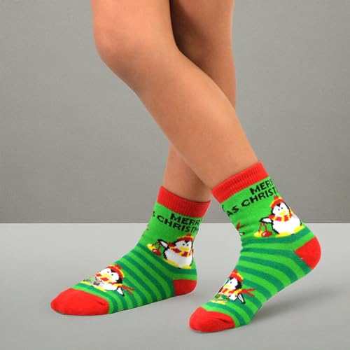 TeeHee Christmas 12-Pair Cotton Socks, Great Value Gift Box for Kids (3-5 Years, Snowman)