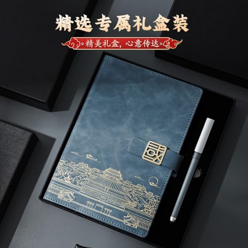 Joucien A5 Palace Museum Creative Notebook Set Gift Box Creative Imitation Leather Notebook-Gray (boxed)