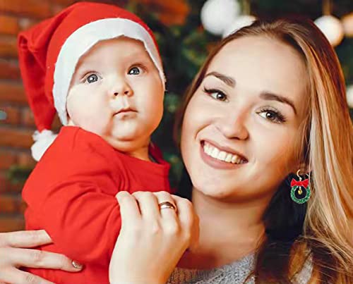 9 Pairs Christmas Dangle Stud Earring Set Christmas Tree Jingle Bell Snowflake Earrings for Women Thanksgiving Xmas Holiday Jewelry(B:9 pairs)