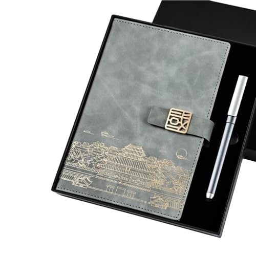 Joucien A5 Palace Museum Creative Notebook Set Gift Box Creative Imitation Leather Notebook-Gray (boxed)