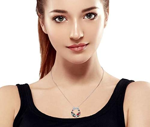 Bling Jewelry Fashion Sparkling Christmas Bow Red Green White Crystal Holiday Wreath Pendant Necklace For Women Teen Crystal Silver Plated