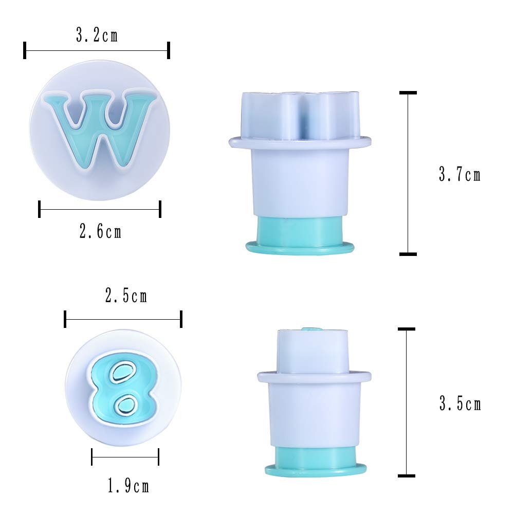 Nuoda Fondant Alphabet/Letter Cutters and Number set,Cake Biscuit Mold,Cake Decorating Tools, Cookie Stamp Impress,Embosser Cutter,DIY Sugar Cookies Chocolate Plunger(3 Set of Number and Letters)