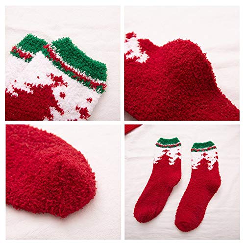 Gellwhu Christmas Fuzzy Socks for Women Girls Gifts Cute Fun Cozy Fluffy Winter Warm Slipper Xmas Holiday Socks (Womens:onesize 5-10, 12 Pairs in 12 partterns)