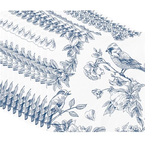 120 Pcs Paper Napkins Blue & White Disposable Spring Flowers Dessert Napkin for Wedding Holiday Birthday Party Bridal & Baby Shower Tableware Party Supplies