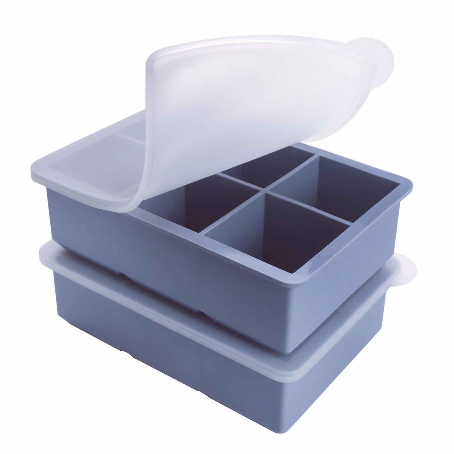 1/2 Cup Silicone Freezer Tray With Lid - Silicone Freezer Molds 2-Pack For meal prep & freezing of various sauces and other dishes, makes 12 perfect 1/2 cup portions cubes (Blue 2 Pack)