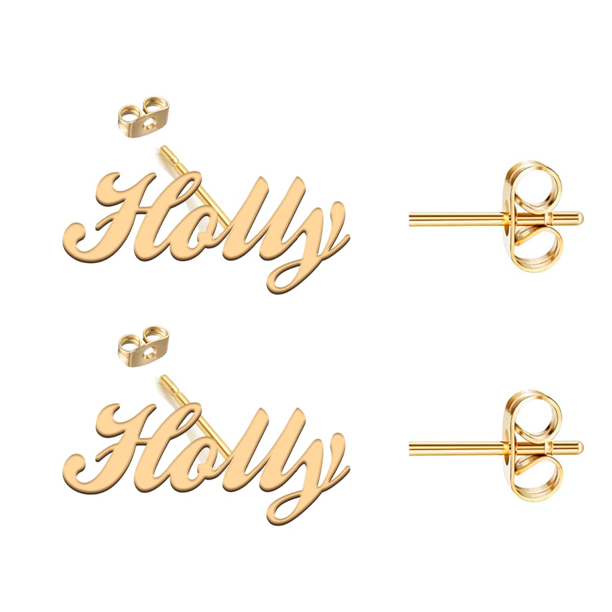 Holly Personalized Name Stud Earrings Customized Any Name Studs Mother Day Christmas Gift Jewelry for Women