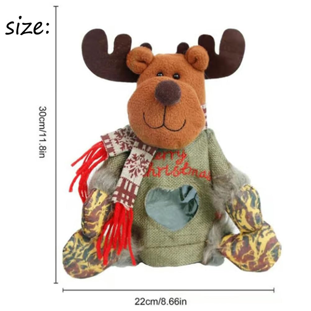 Christmas Gift Bags Zipper Design, 3D Christmas Gift Doll Bags, Snowman Santa Elk Christmass Gift Bags, Large Space Zipper Design Santa Snowman Doll Storage Bag for Candy and Gift (6Pcs Mix)