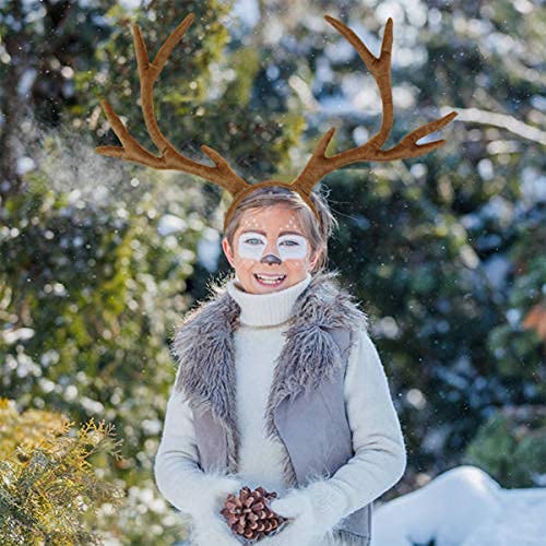 IGMaryBox Deer Antlers Headband Adjustable Reindeer Antlers Moose Cosplay Horns Headpiece Christmas Halloween Holiday Accessories Deer Costume for Adult Kids Brown