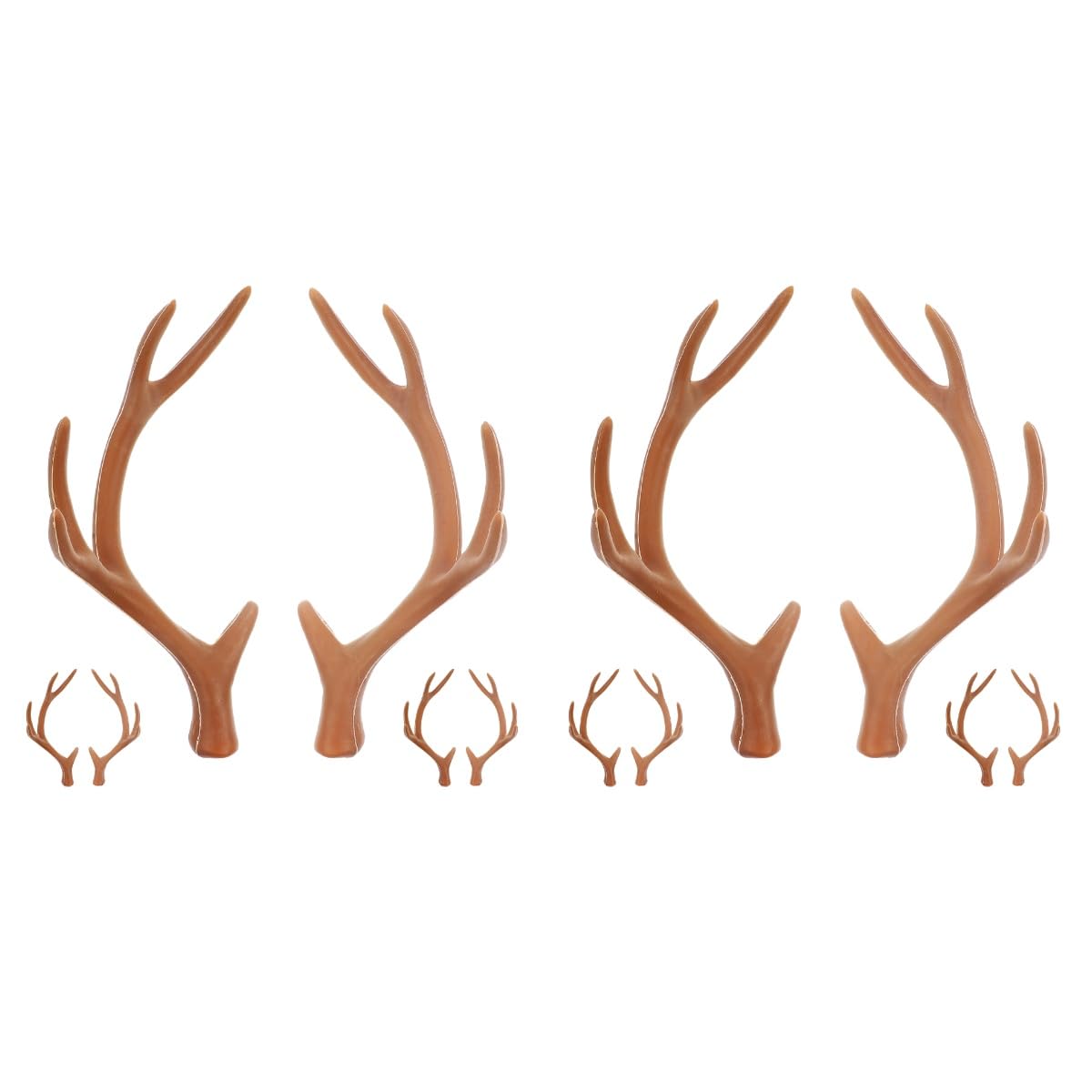 LUOZZY 6 Pairs Christmas Deer Antlers Simulation Animals Horn Brown Reindeer Ear for DIY Crafts Christmas Cosplay Hair Accessories, 17CM