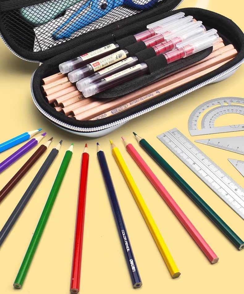 XZR Supercar Pen Case Box Bag Stocking Stuffers Large Capacity Organizer Cool Supercar Pencil Bag Storage Box EVA Material Nice Gift (Blue)