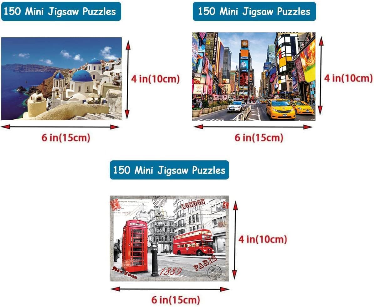 3 Pack Landscape Mini Jigsaw Puzzles 150 Pieces for Adults Small Tiny Jigsaw Challenging Difficult Puzzle 6 x 4 Inches House Entertainment Toys Home Decor Puzzles