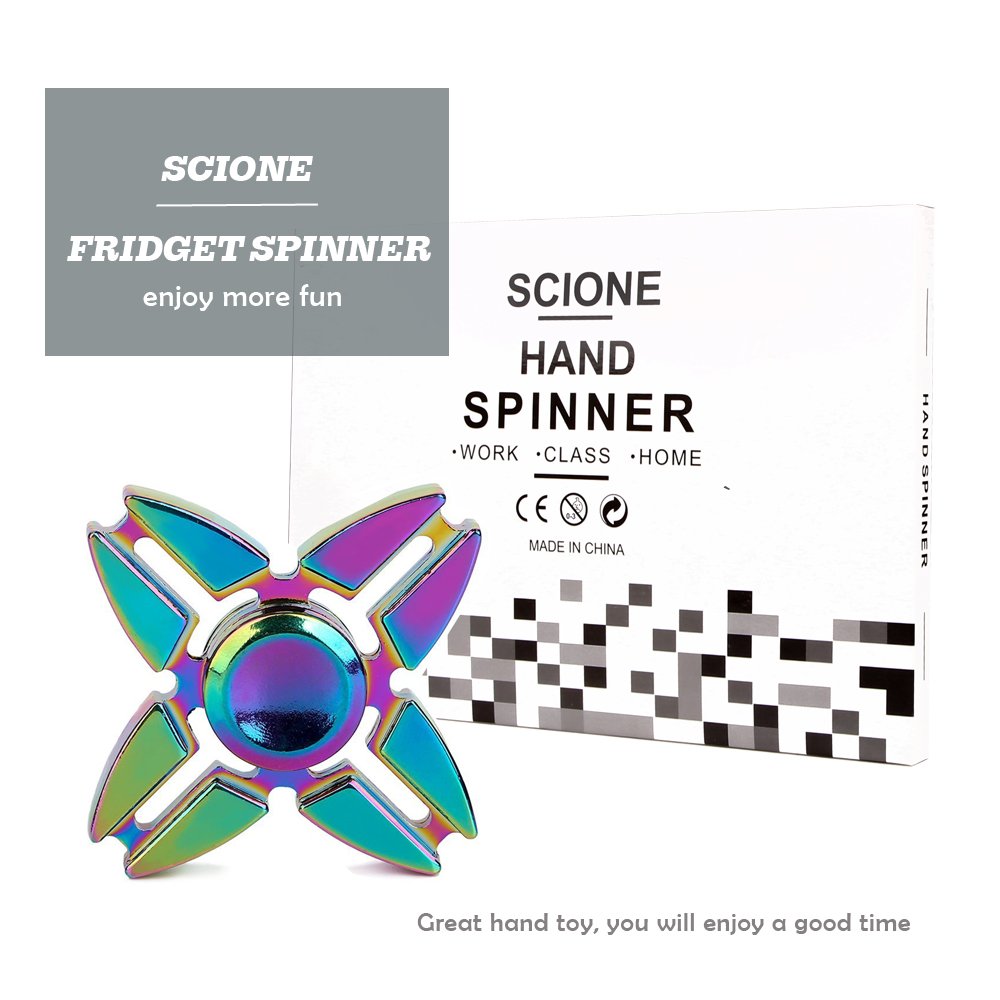 SCIONE Metal Fidget Spinner for Kid Adult, Sensory Hand Fidget Toy 7 Pack-Anxiety Toys Stress Relief Reducer-Party Favors, Gifts for Kids Birthday, Goodie Bag Stuffers, Classroom Prizes