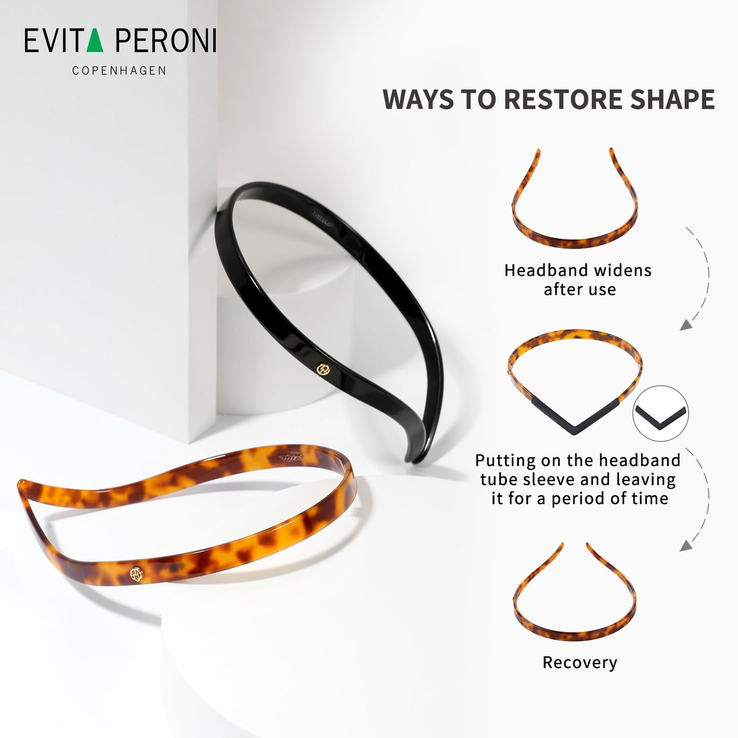 EVITA PERONI Hair Band for Eyewear, No Pressure, Non Slip Fashion Thin Headbands for Women - Tortoise - Hairband for Women's Hair