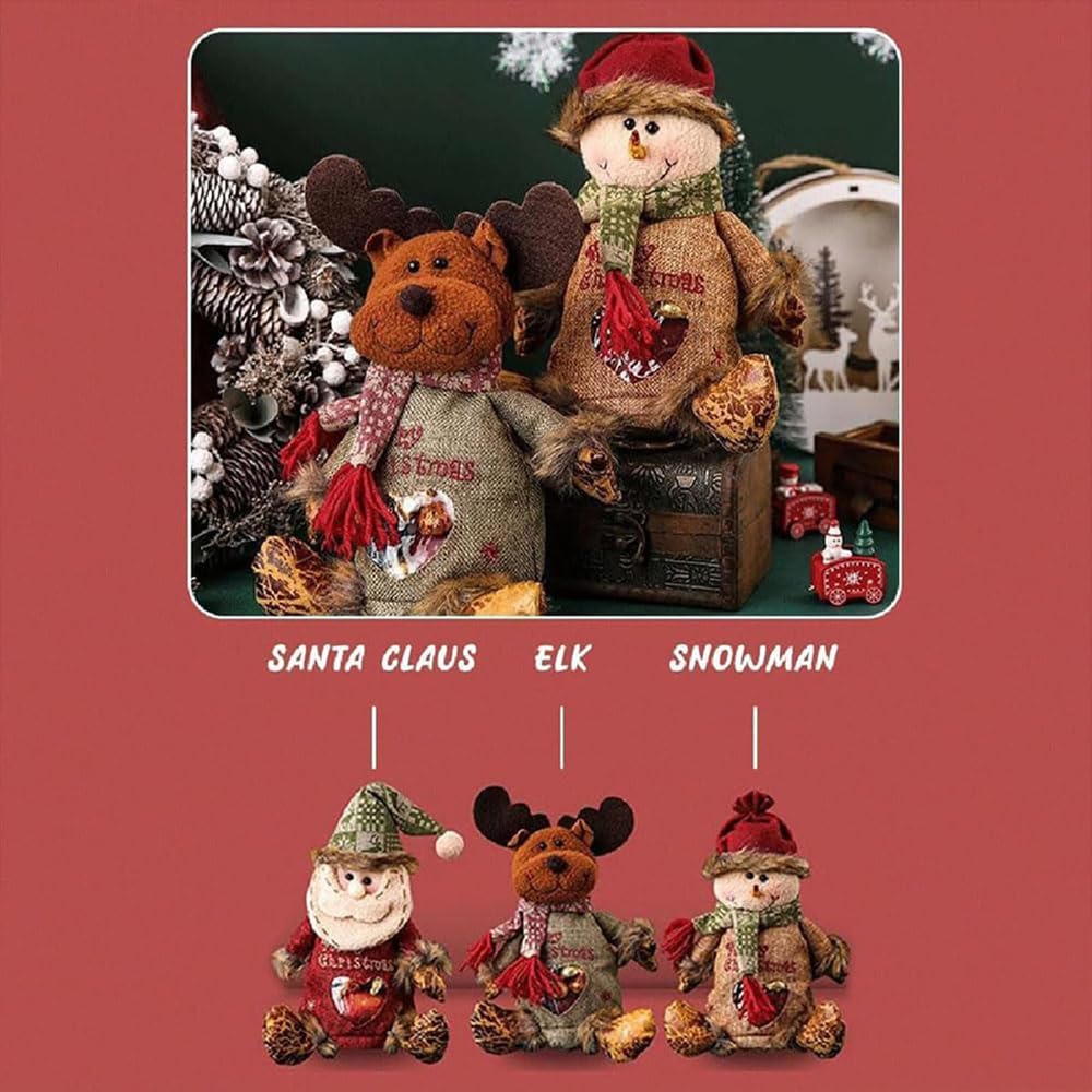 EZGHAR 2025 New Christmas Doll Gift Bags Zipper Design, Christmas Gift Doll Bags, Fabric Gift Bags, Small Fabric gift bags, for Party and Festival (6pcs)