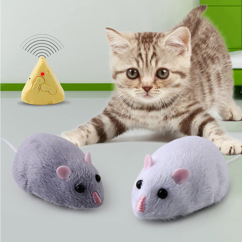 Tipmant Mini Sized RC Mice IR Remote Control Rat Mouse Animal Prank Joke Scary Trick Toys for Cat Dog Kids Christmas Birthday Gifts (Grey)