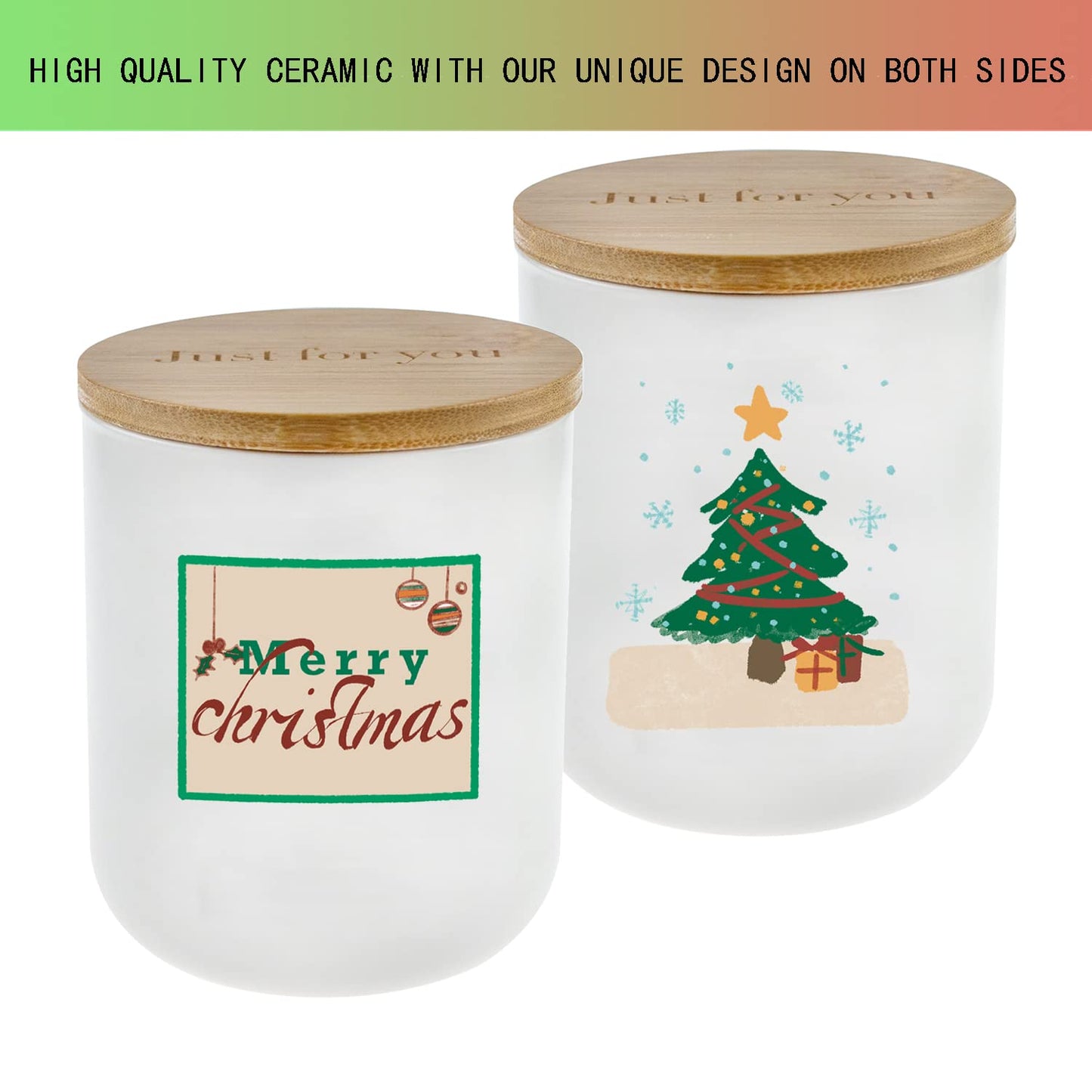 Lihome Christmas Candles - Christmas Gifts for Women Men, Candles for Home Scented, Handmade Ceramic Jar 11.5oz Natural Soy Wax(Christmas Vanilla Coconut)