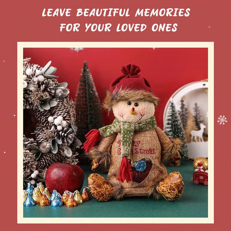 Vdeaszo Christmas Gift Bags Zipper Design for Gifts Apples Candy, Adorable Christmas Gift Bags, Reusable Fabric Storage Bags for Party and Festival Decor (2sets)