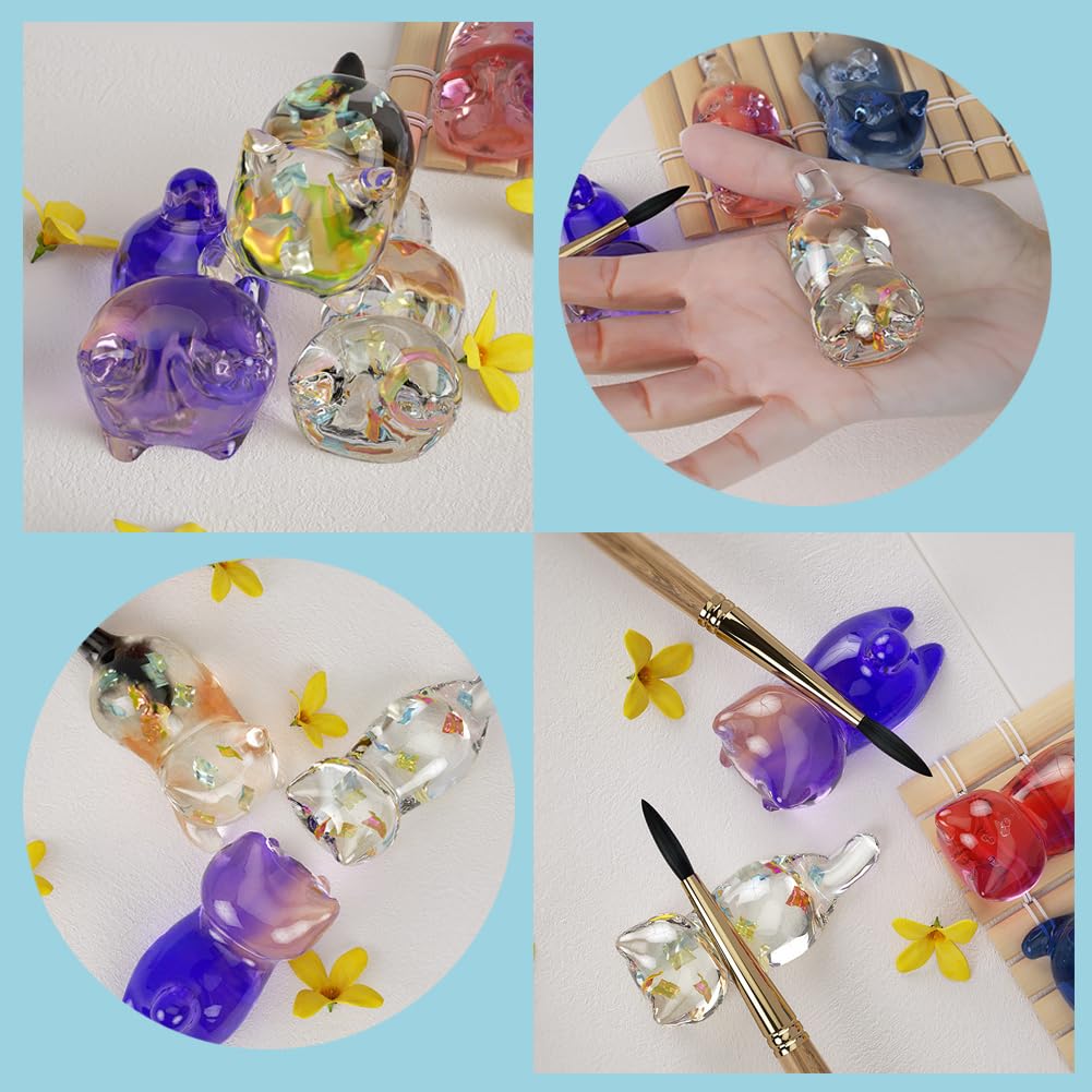 6PCS Animal Resin Mold, Alpaca, Bulldog, Fox, Cat,Bear and Octopus 3D Lifelike Silicone Molds for Epoxy Resin, Unique Display Mould for DIY Crafts Wall Desktop Home Decoration Candle Making (Model B)