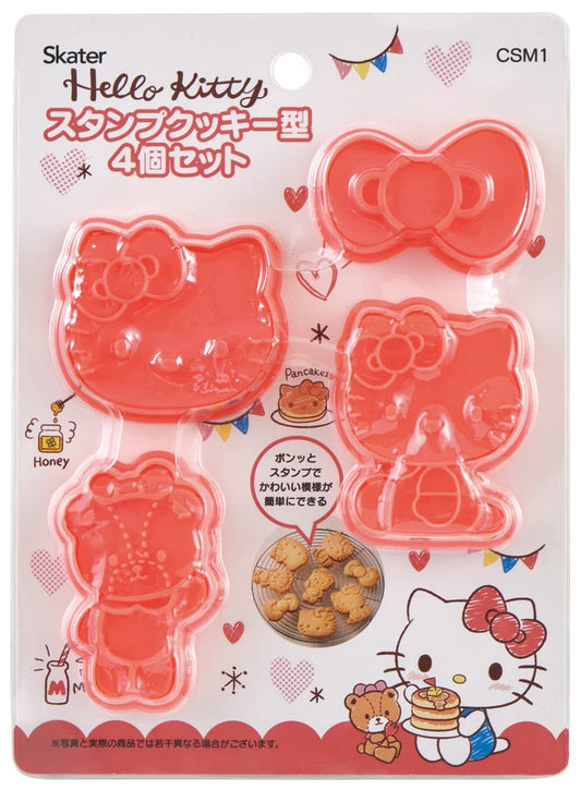 Skater Sanrio CSM1-A Sanrio Cookie Mold, Bread Cutter, Hello Kitty, Snack Time, Set of 4