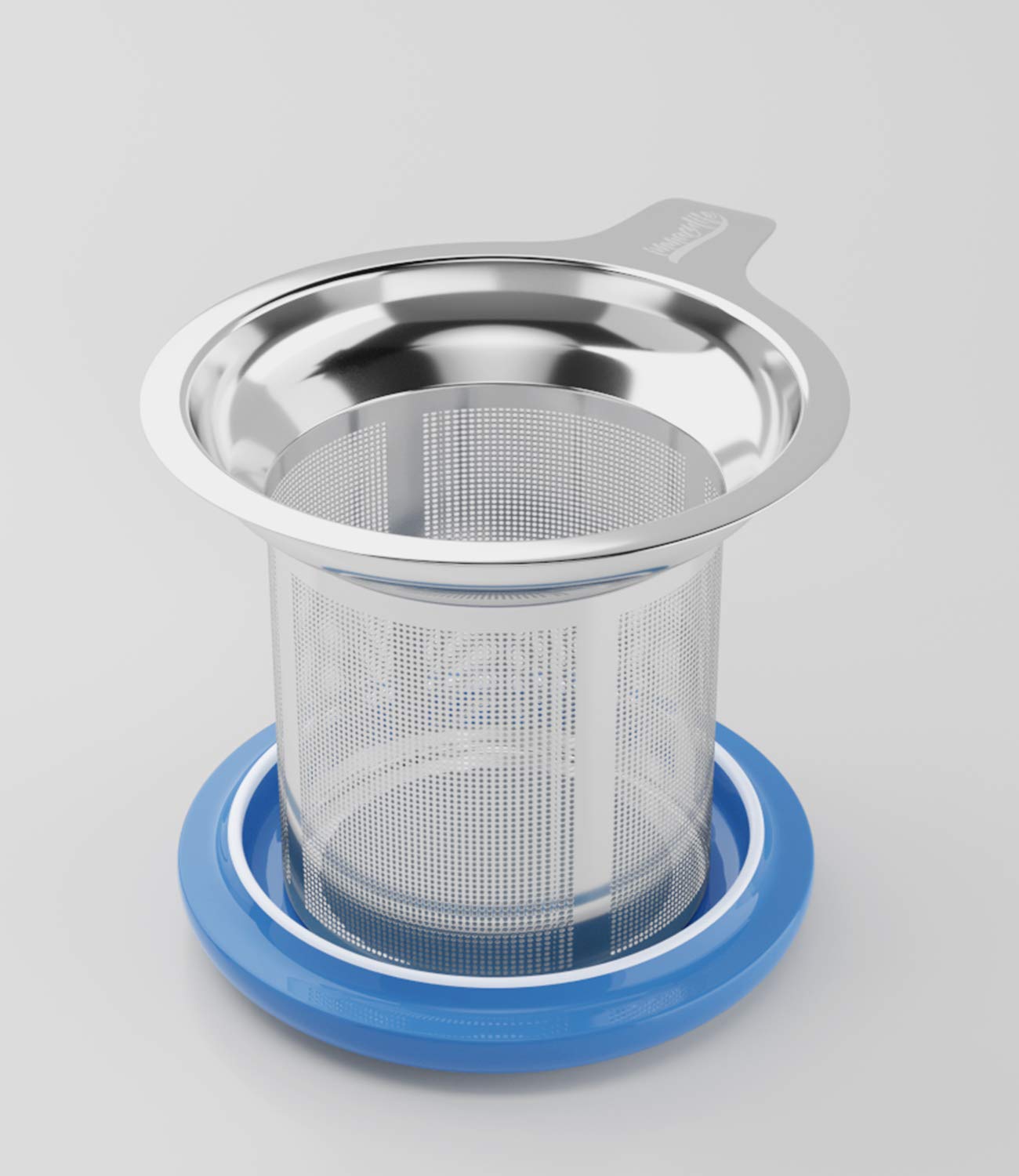 immaculife Tea Cup with Infuser and Lid - Tea Mug with Lid for Steeping Loose Leaf Coffee Milk Women Office Home Gift 16oz Navy Flower