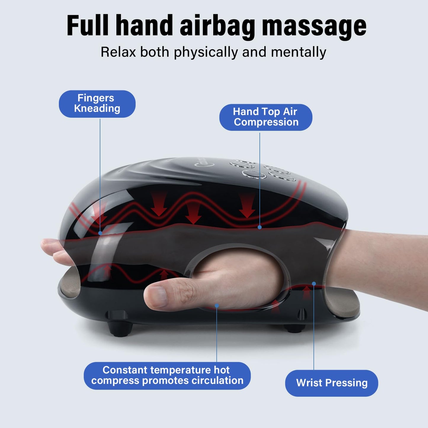 cotsoco Hand Massager with Heat and Compression for Arthritis and Carpal Tunnel, Birthday Gifts for Women Mom Men,Black