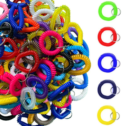 EUDORALIFE 110 PCS Wristlet Keychains Stretchable Plastic Wrist Keychain Bracelet Key Chains Wrist Coil Wrist Band Key Ring Chain Holder for Office, Outdoor Sport, Sauna, Workshop, Shopping Mall