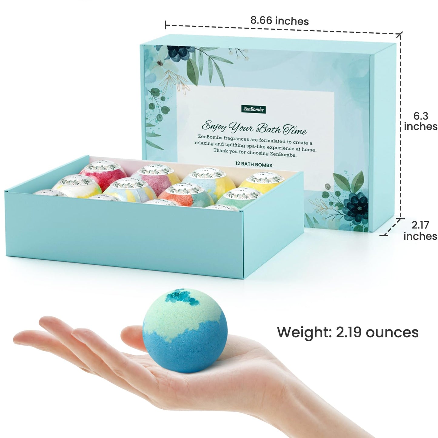 ZenBombs Bath Bombs for Women, 12pcs Handmade Natural Bath Bomb, Stocking Stuffers, Mothers Day Presents for Mom, Bath Bomb with Shea Butter, Valentines Day Gifts for Her and Him