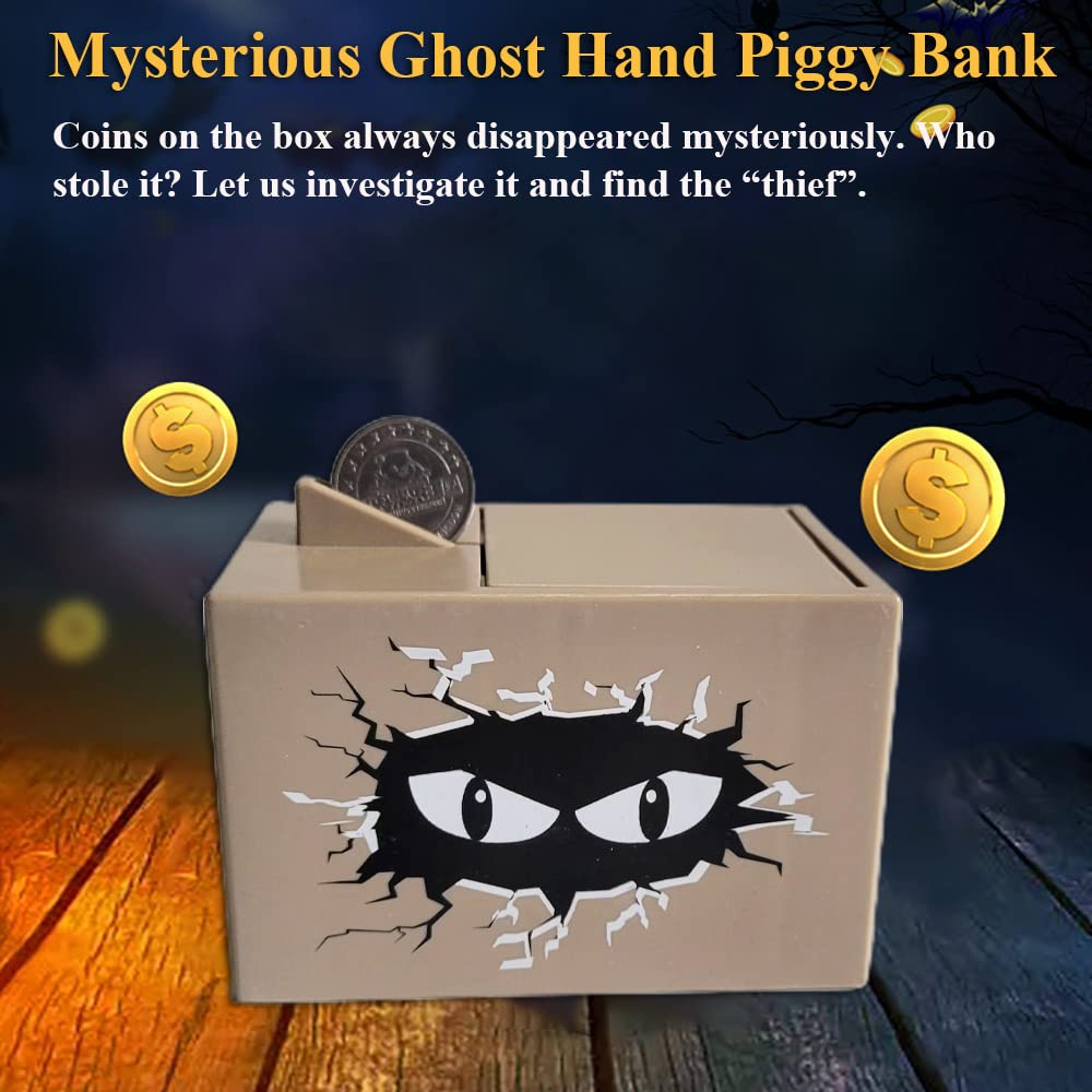 Ghost Hand Money Bank, Funny Terrible Stealing Coin Bank Prank Toy Money Saving Box Surprise Piggy Bank Toy (Blue)