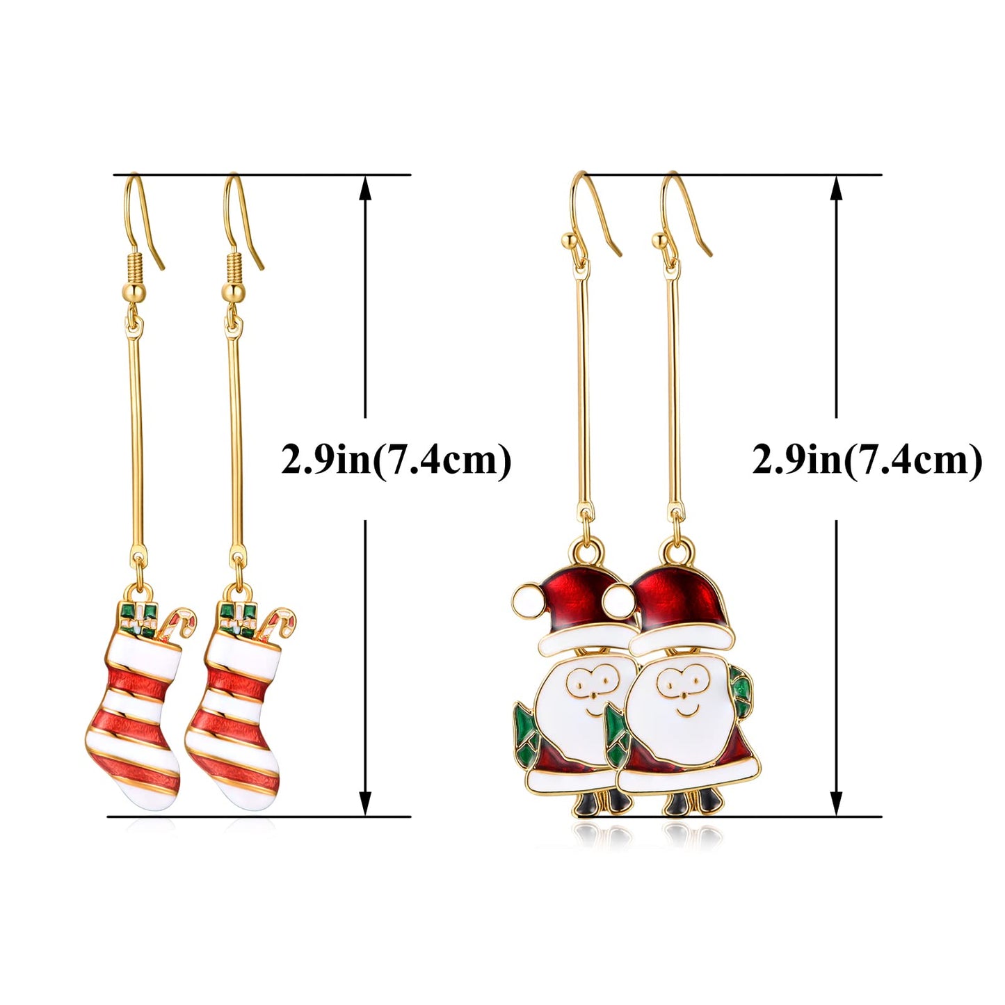 Christmas Drop Dangle Earrings Sets Long Jingle Bell Earrings For Women Xmas Jewelry Christmas Snowman Santa Claus Christmas Tree Penguin Earrings