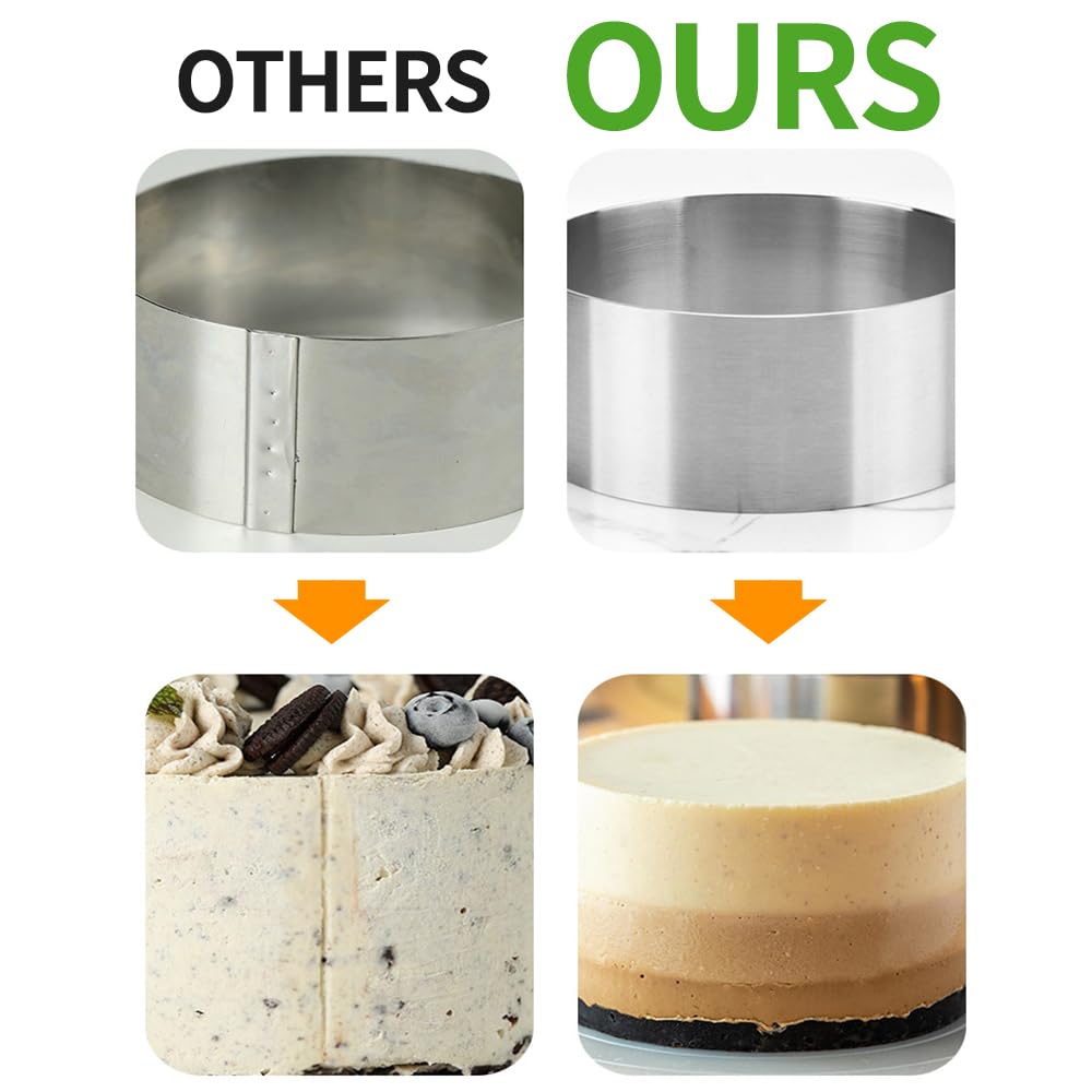 Guowall Seamless Cake Ring Mold 4 Pack Stainless Steel Mousse Mould Round Food Mold Pastry Cookie Cutter for Baking - 3.15 x 2 inch