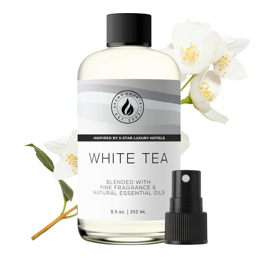 Aroma Country White Tea Diffuser Oil - Luxury Essential Oils for Diffuser Refill & Air Freshener Room Spray, Long-Lasting, Natural Home Fragrance and Hotel Scent for Diffusers & Machines (8.5 Fl Oz)