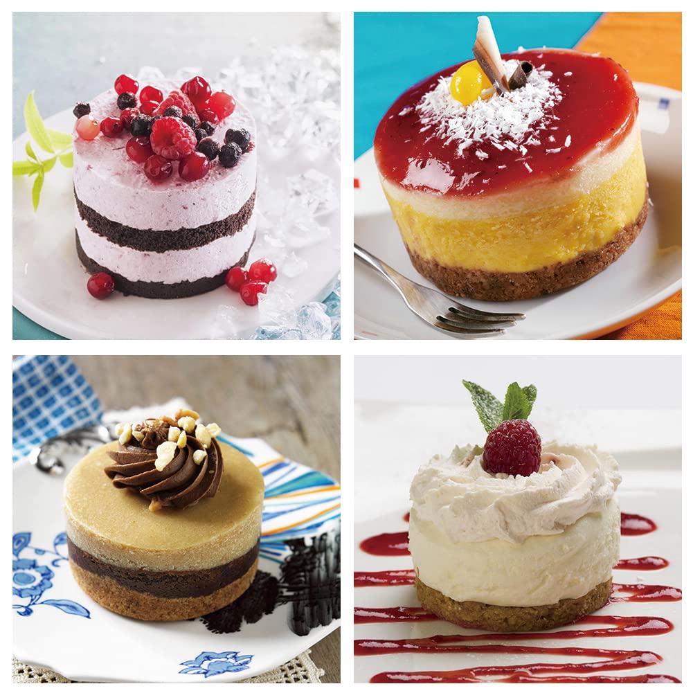 Guowall Seamless Cake Ring Mold 4 Pack Stainless Steel Mousse Mould Round Food Mold Pastry Cookie Cutter for Baking - 3.15 x 2 inch