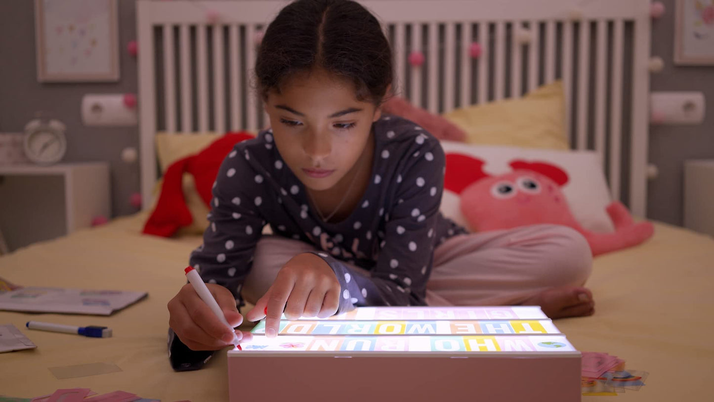 Pink Cinema Light Box with 400 Letters, Emojis, 2 Markers - BONNYCO | Led Light Box Home Office & Room Decor | Cinema Led Sign Letters Board Gifts for Women and Girls Christmas Birthdays | Pink Decor